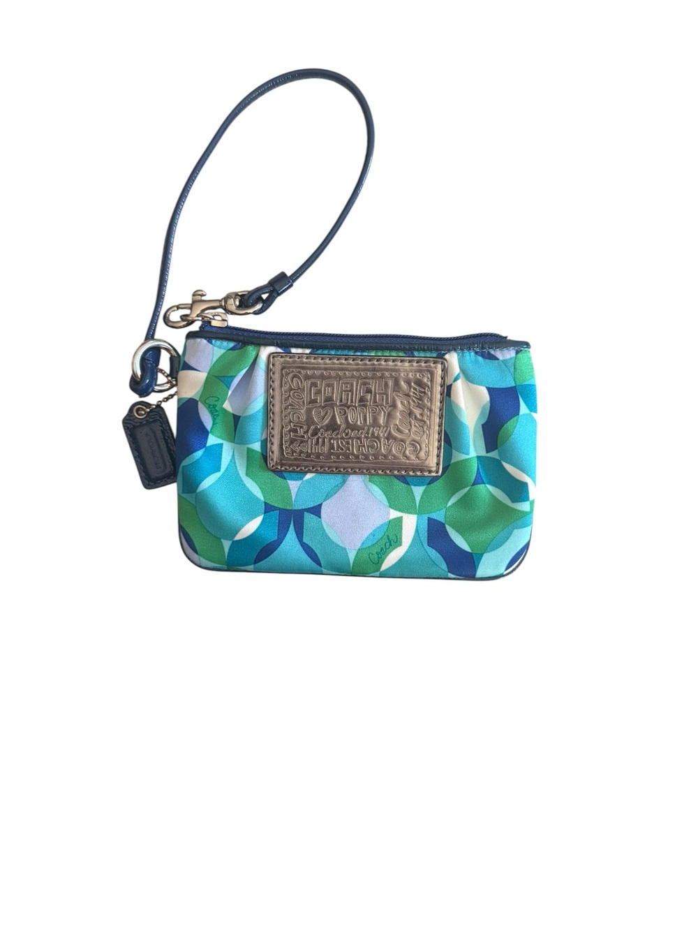 Coach Poppy Multicolor Blue & Green Wristlet